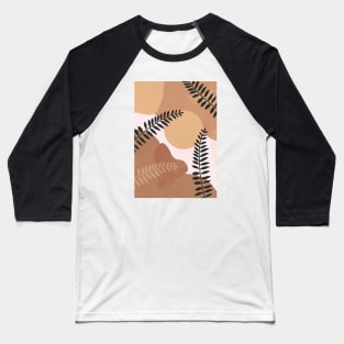 Neutral Abstract Botanical Fern Leaves 1 Baseball T-Shirt